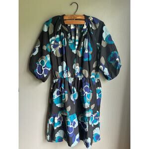 Ophelia Roe Womens Mini Dress Puff Sleeve Elastic Waist Floral Multicolor Size M